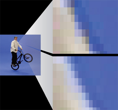 Video Sampling Artifacts with DV and Ultimatte AdvantEdge blue screen plugin.